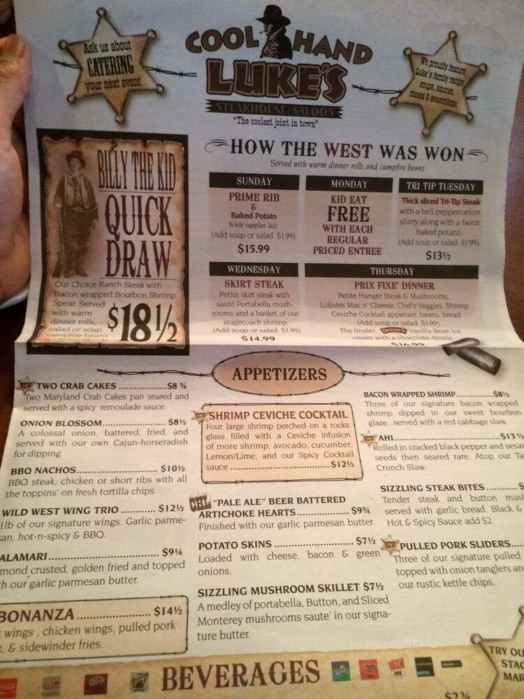 Cool Hand Luke's Steakhouse - Tulare, CA menu_pic