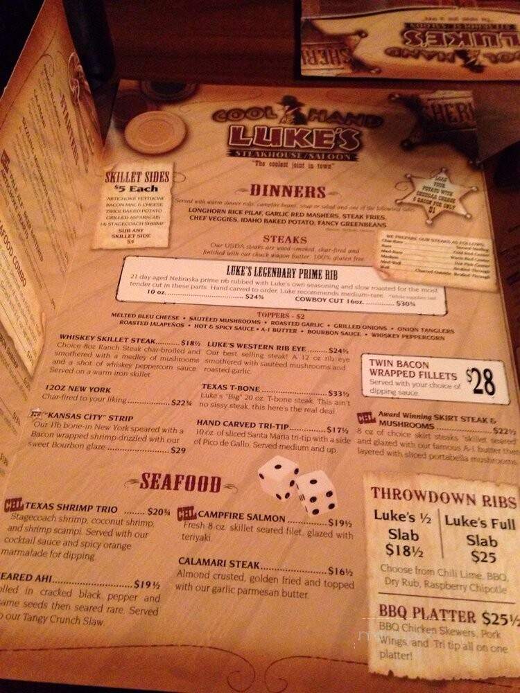 Cool Hand Luke's Steakhouse - Tulare, CA menu_pic