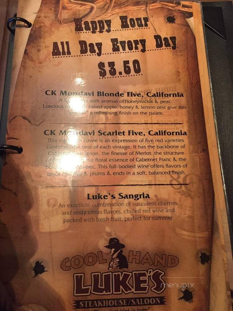 Cool Hand Luke's Steakhouse - Tulare, CA menu_pic