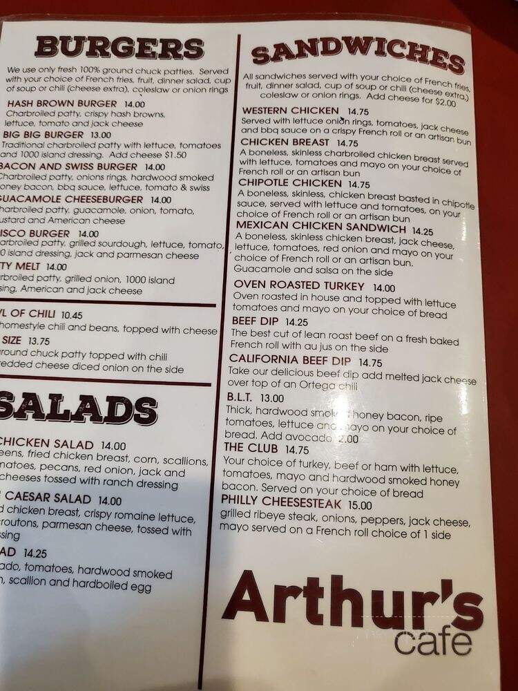 Arthur's Restaurant - Orange, CA menu_pic