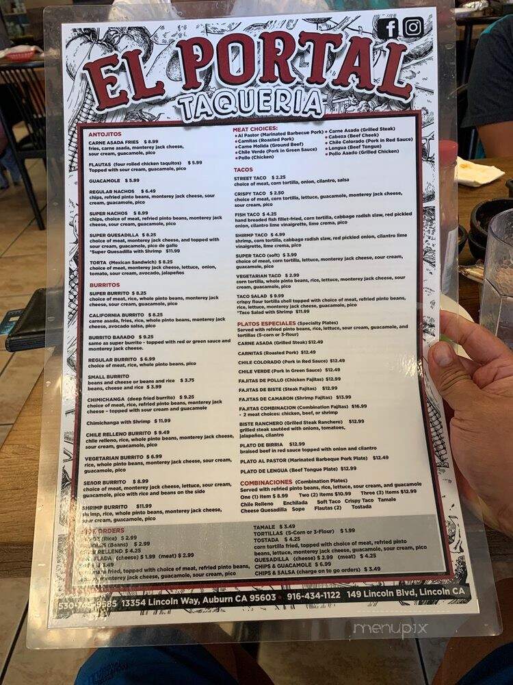 El Portal Taqueria - Auburn, CA menu_pic