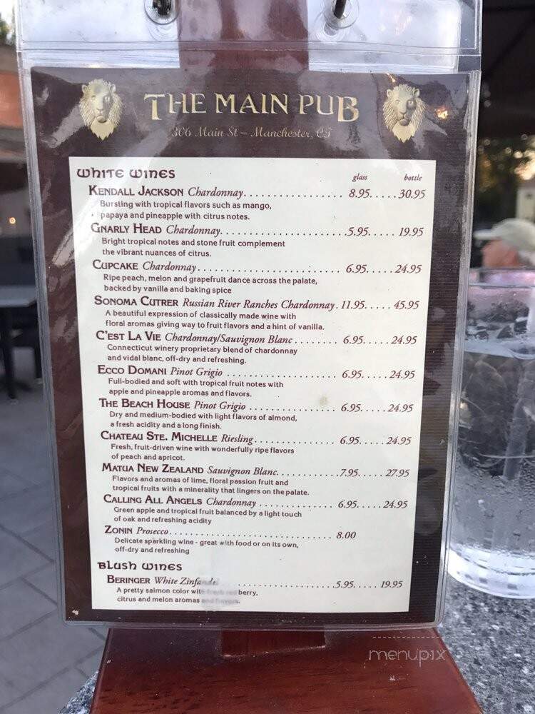 Main Pub & Restaurant - Manchester, CT menu_pic