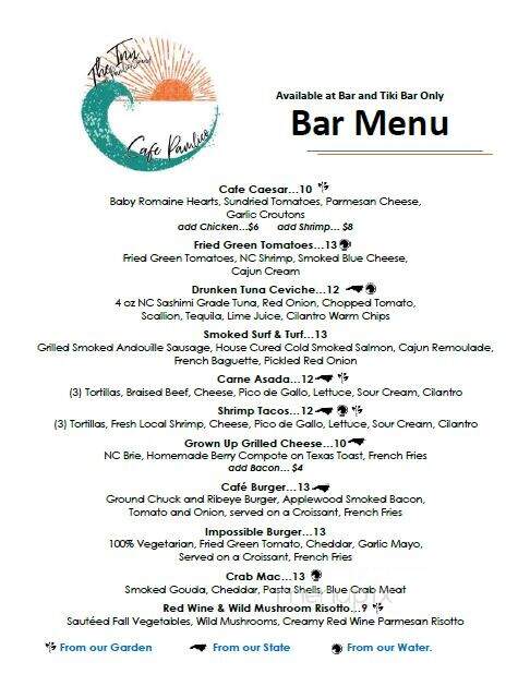 Cafe Pamlico - Buxton, NC menu_pic