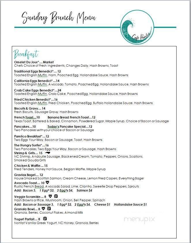 Cafe Pamlico - Buxton, NC menu_pic