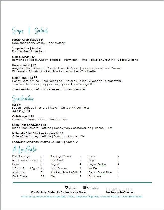 Cafe Pamlico - Buxton, NC menu_pic