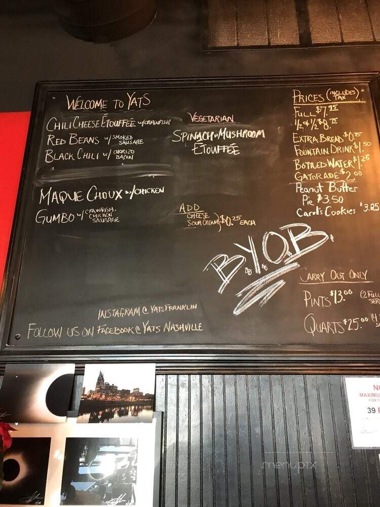 Yats - Franklin, TN menu_pic
