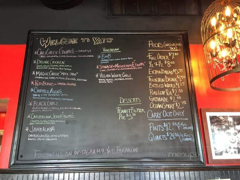 Yats - Franklin, TN menu_pic