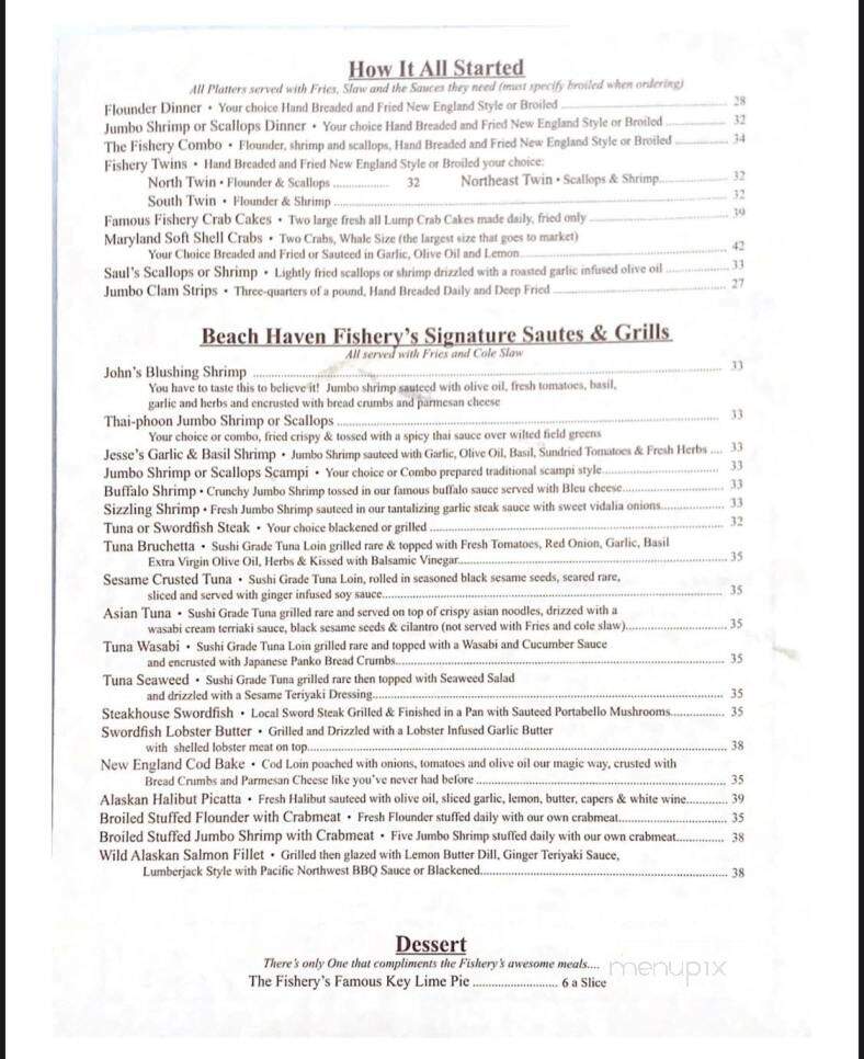 Beach Haven Fishery - Beach Haven, NJ menu_pic