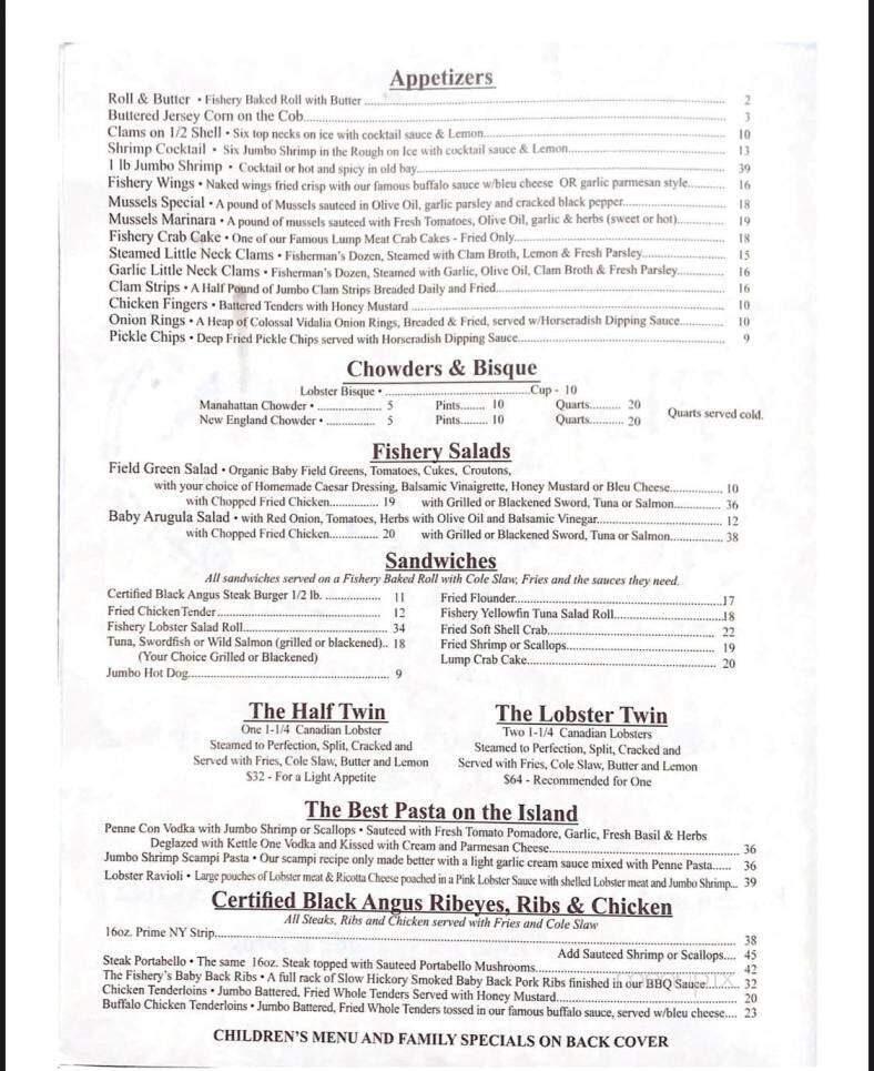 Beach Haven Fishery - Beach Haven, NJ menu_pic
