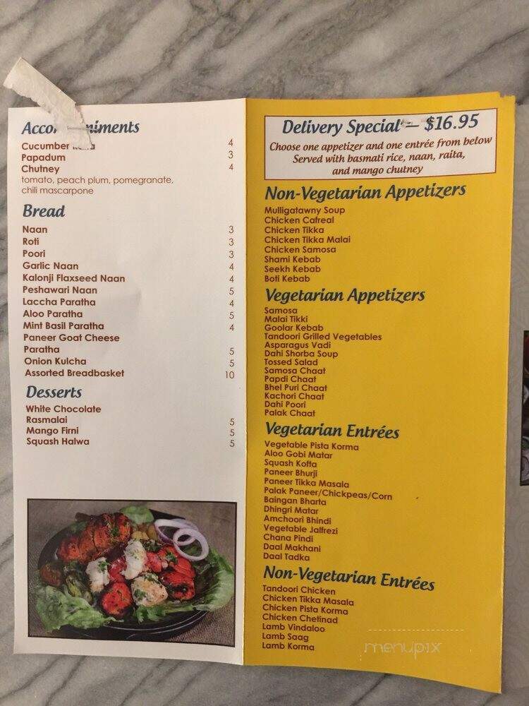 Aahar Indian Cuisine - New York, NY menu_pic
