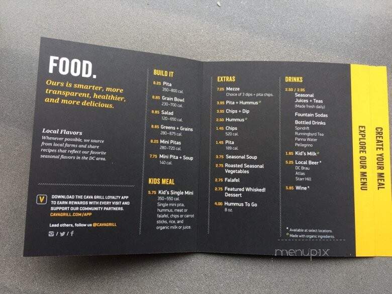 Cava Grill - Gainesville, VA menu_pic