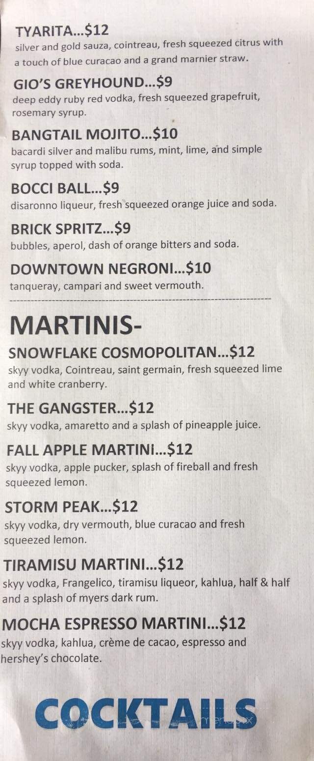 Brick - Steamboat Springs, CO menu_pic