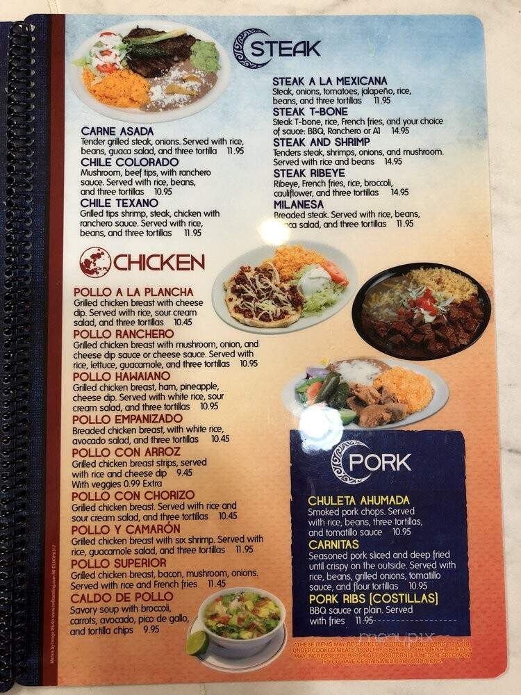 Dos Lunas Mexican Bar & Grill - Tipp City, OH menu_pic