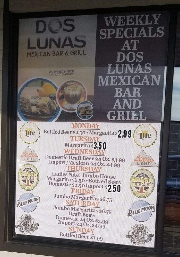 Dos Lunas Mexican Bar & Grill - Tipp City, OH menu_pic