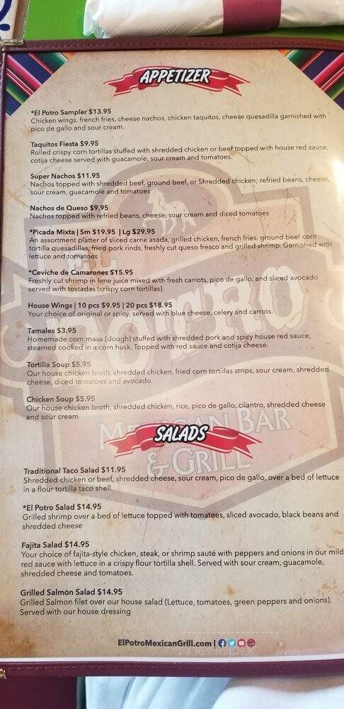 El Potro Mexican Grill - Chelsea, MA menu_pic