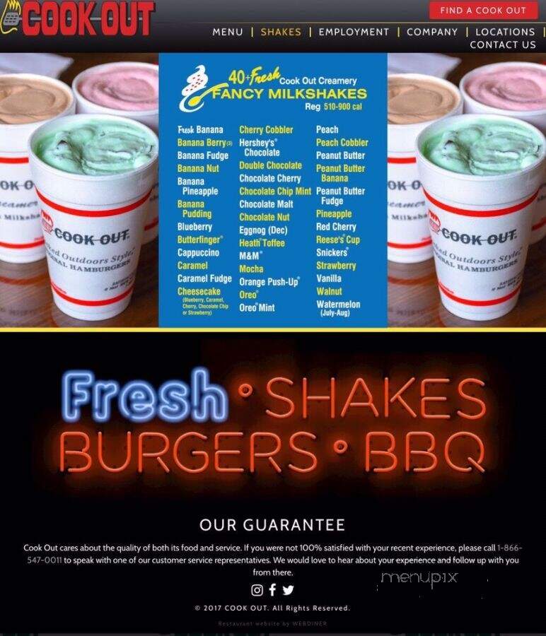Cook Out - Hendersonville, NC menu_pic