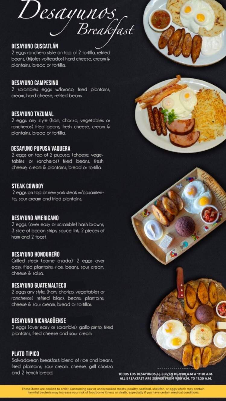 El Cuscatlan - San Pablo, CA menu_pic