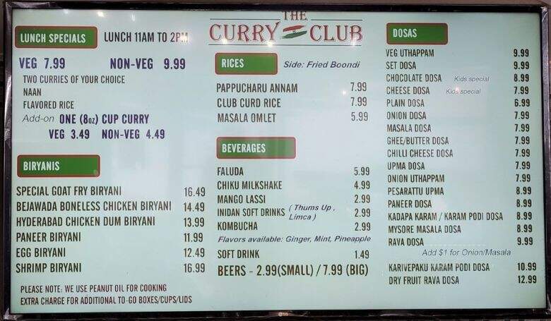 The Curry Club - Chesterfield, MO menu_pic