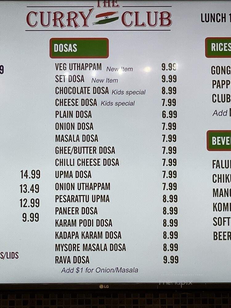 The Curry Club - Chesterfield, MO menu_pic