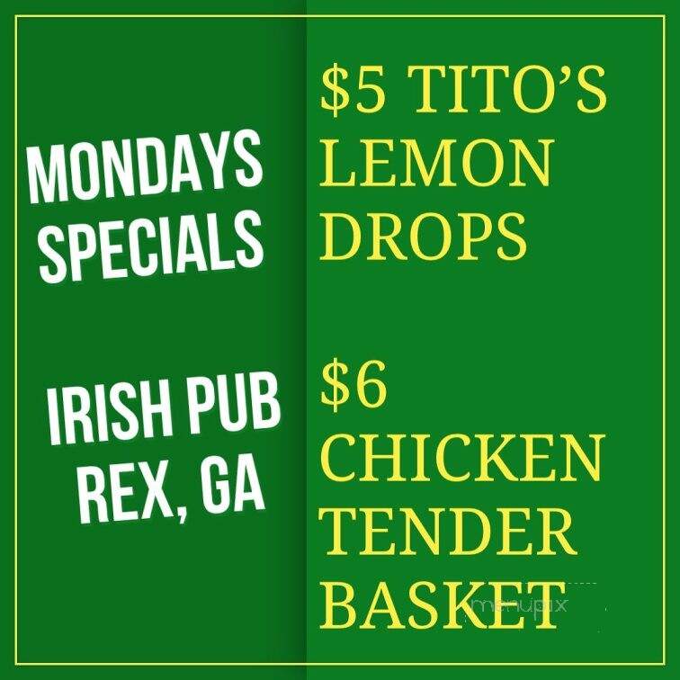Irish Pub & Grill - Rex, GA menu_pic