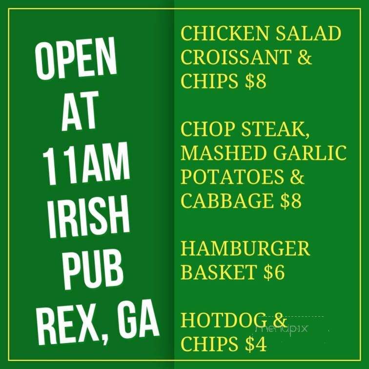 Irish Pub & Grill - Rex, GA menu_pic