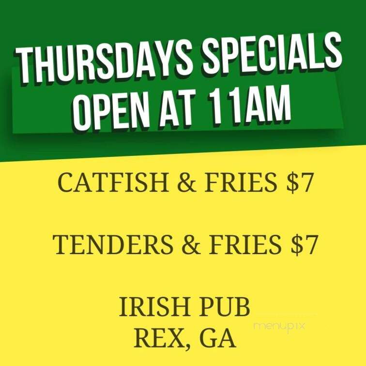 Irish Pub & Grill - Rex, GA menu_pic