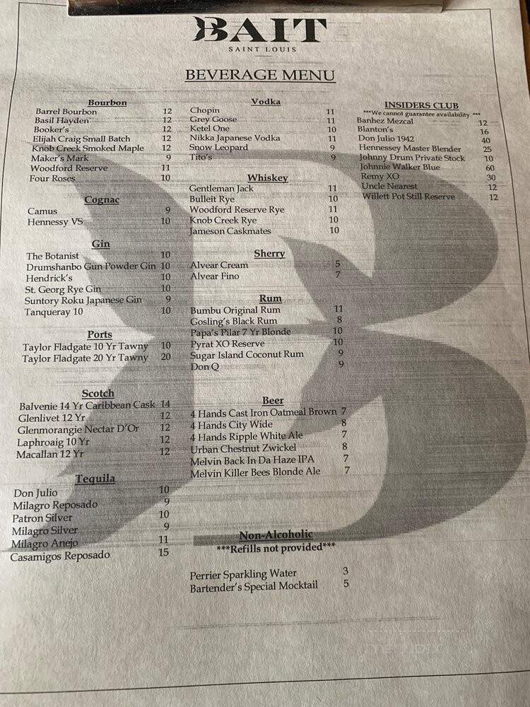 Bait - St. Louis, MO menu_pic