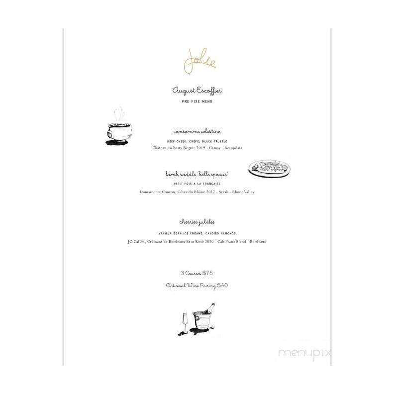 Jolie Restaurant - Raleigh, NC menu_pic