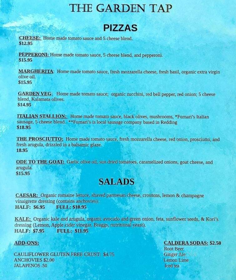 The Garden Tap - Mount Shasta, CA menu_pic
