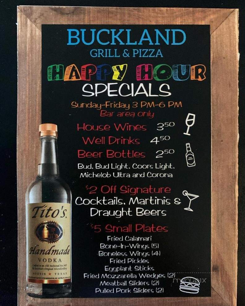 Buckland Grill & Pizza - South Windsor, CT menu_pic
