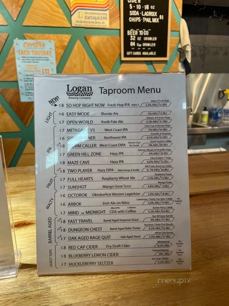 Logan Brewing Company - Burien, WA menu_pic
