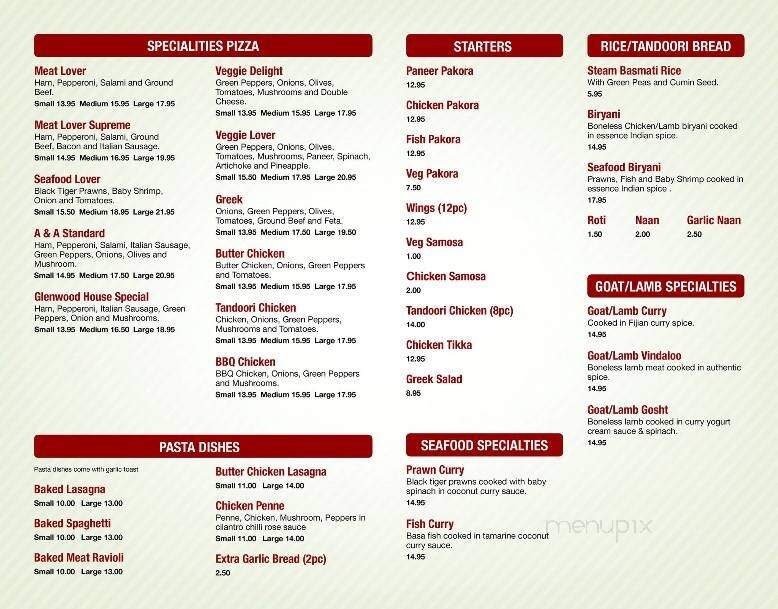 Glenwood Pizza & Curry House - Surrey, BC menu_pic
