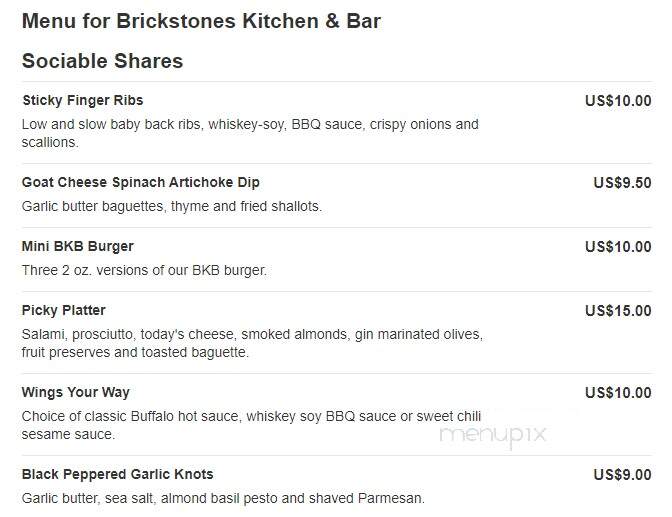 Brickstones Kitchen & Bar - San Antonio, TX menu_pic
