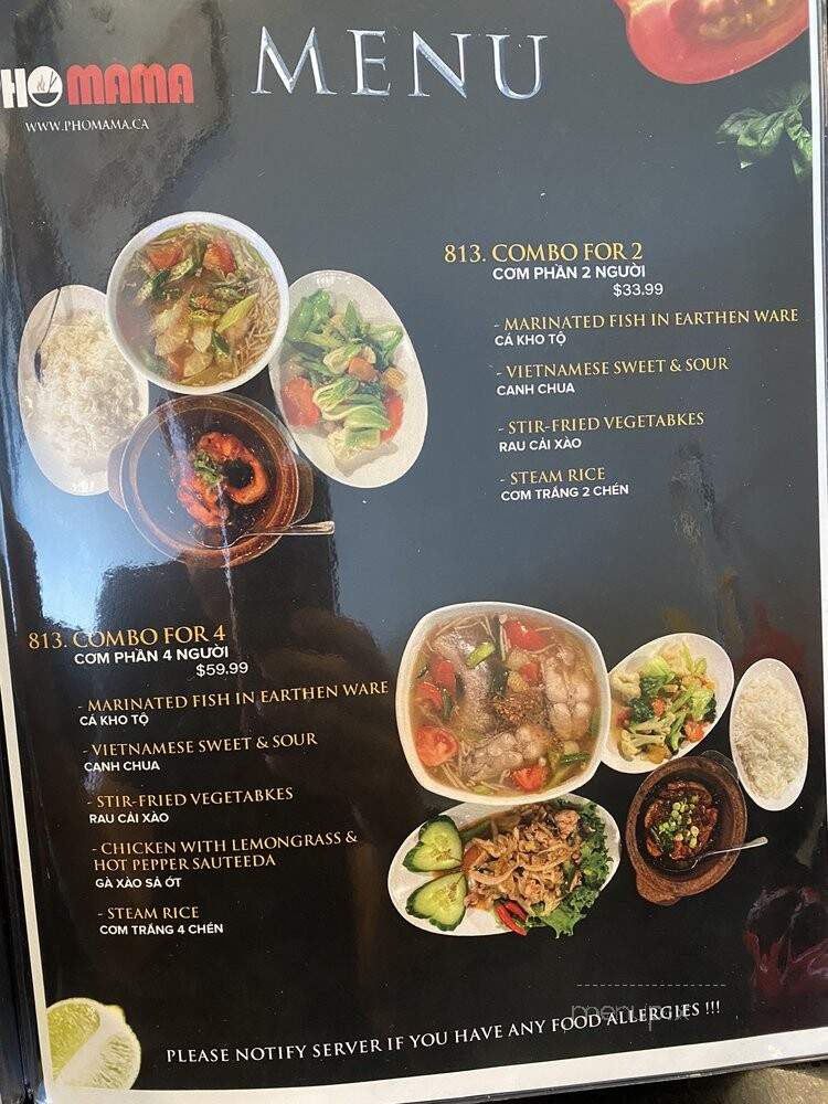 Pho Mama - Oakville, ON menu_pic
