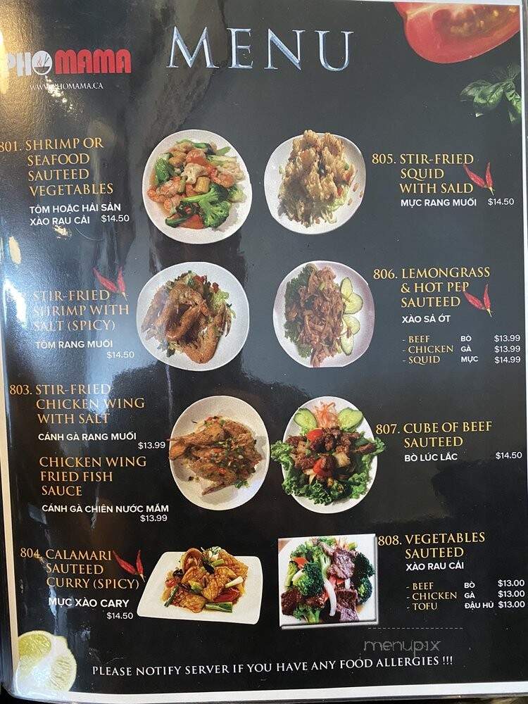 Pho Mama - Oakville, ON menu_pic
