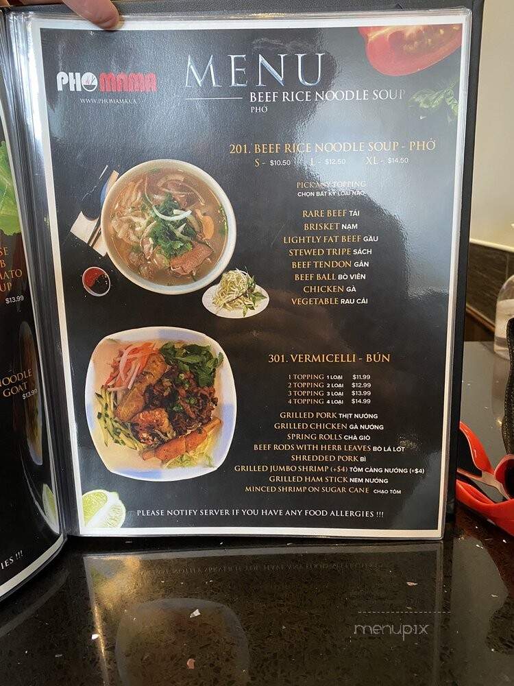 Pho Mama - Oakville, ON menu_pic