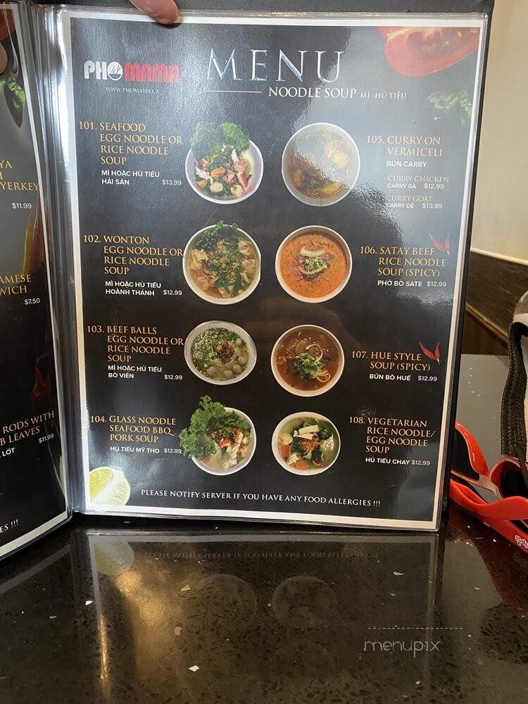 Pho Mama - Oakville, ON menu_pic