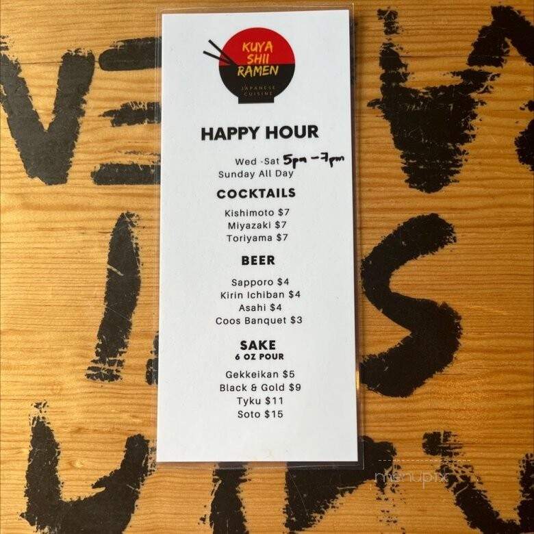 Kuyashii Ramen - Brownsville, TX menu_pic