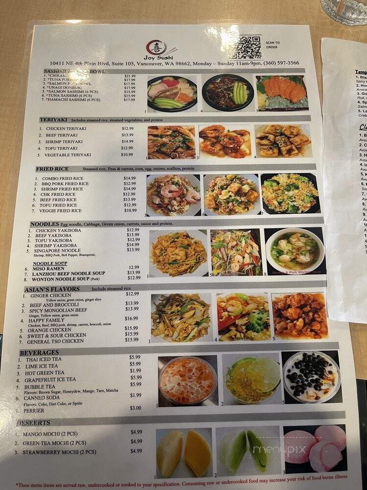 Joy Sushi - Vancouver, WA menu_pic