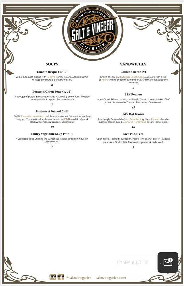 Salt & Vinegar - Lexington, KY menu_pic