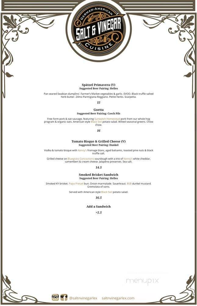 Salt & Vinegar - Lexington, KY menu_pic