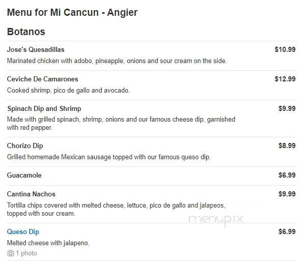Mi Cancun - Angier, NC menu_pic