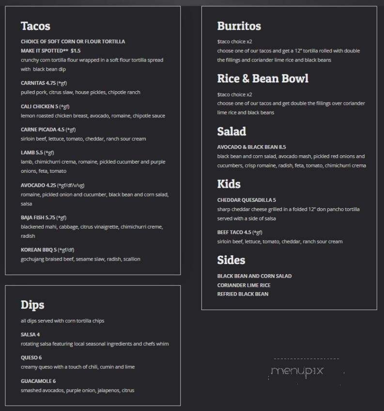 The Spot - Saluda, NC menu_pic