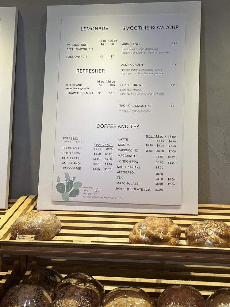 Arise Kona Bakery & Cafe - Kailua-Kona, HI menu_pic