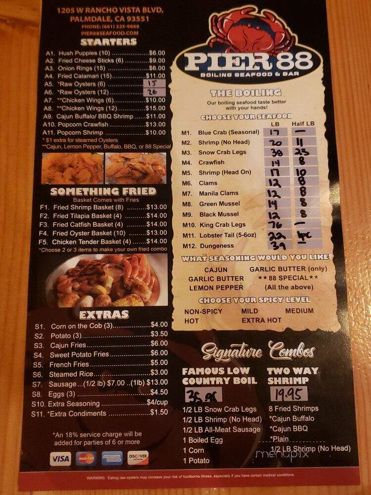 Pier 88 Boiling Seafood & Bar - Palmdale, CA menu_pic