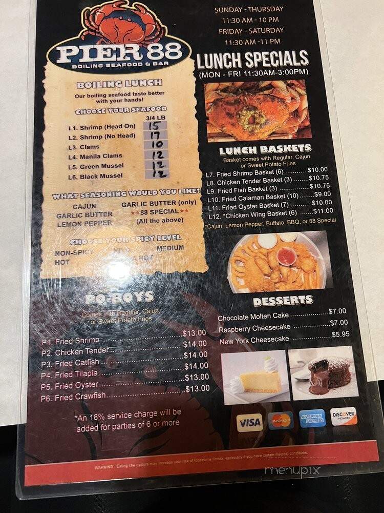 Pier 88 Boiling Seafood & Bar - Palmdale, CA menu_pic