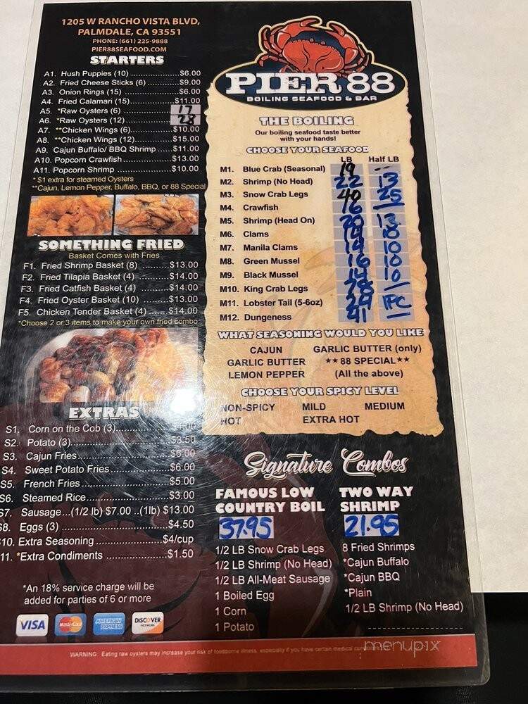 Pier 88 Boiling Seafood & Bar - Palmdale, CA menu_pic