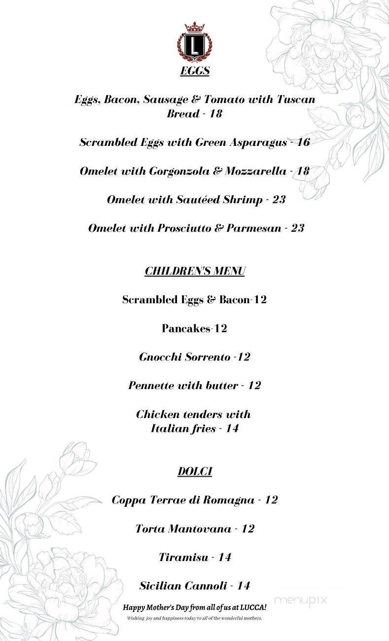 Ristorante LUCCA & Piano Lounge - Bordentown, NJ menu_pic