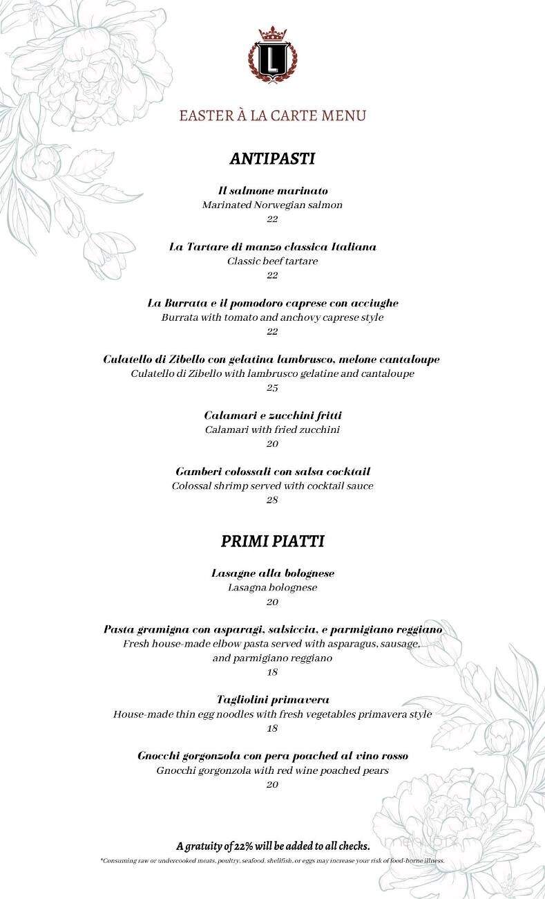 Ristorante LUCCA & Piano Lounge - Bordentown, NJ menu_pic