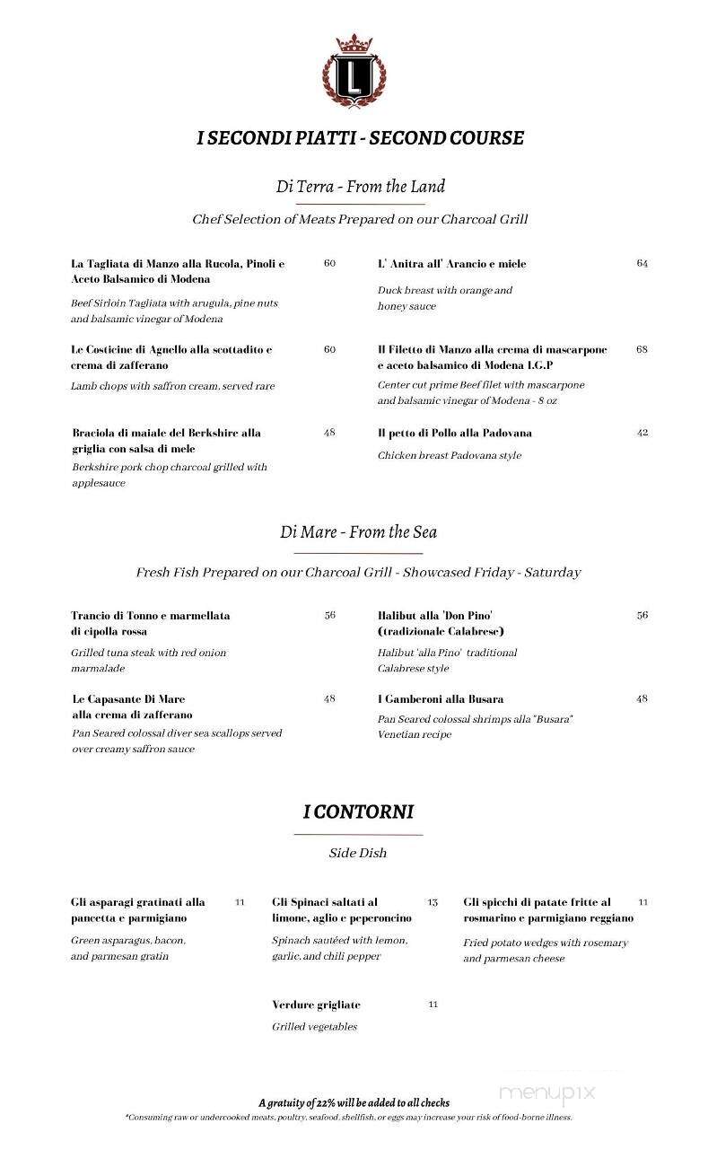 Ristorante LUCCA & Piano Lounge - Bordentown, NJ menu_pic